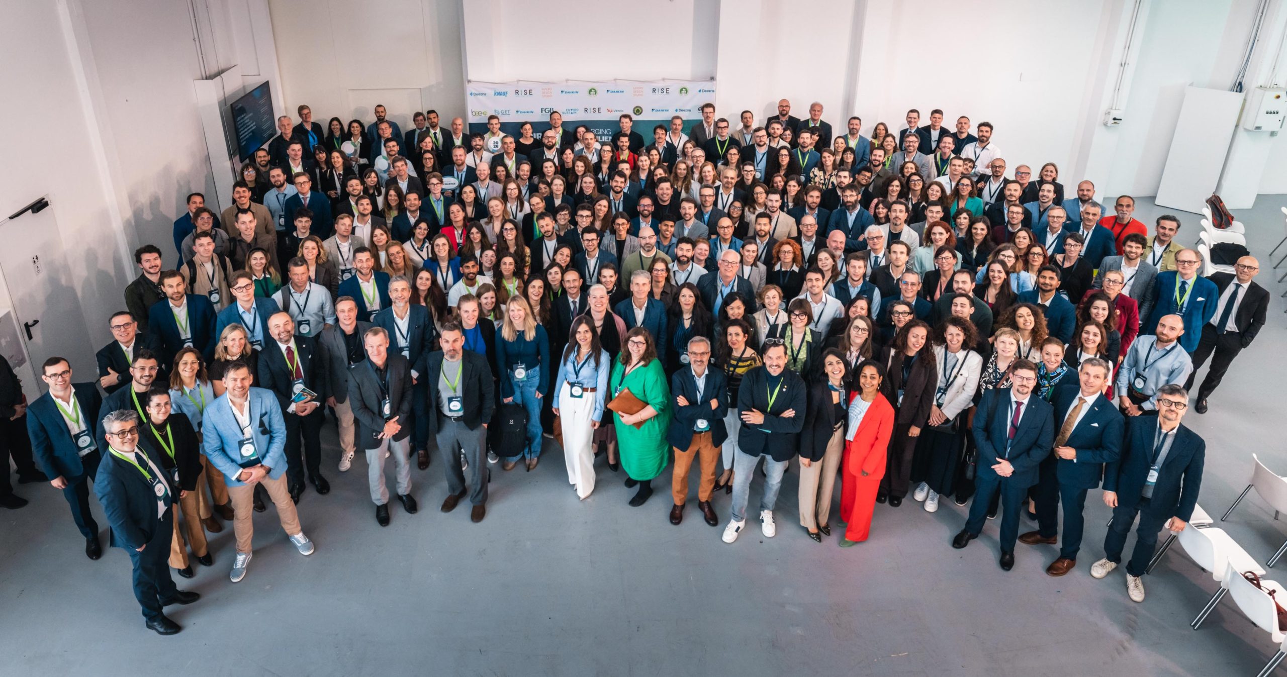 GBCI Europe Circle 2026 · Milan · BEE Incorporations Full attendee group photo at GBCI Europe Circle 2026 in Milan, May 2026, with sponsor backdrop