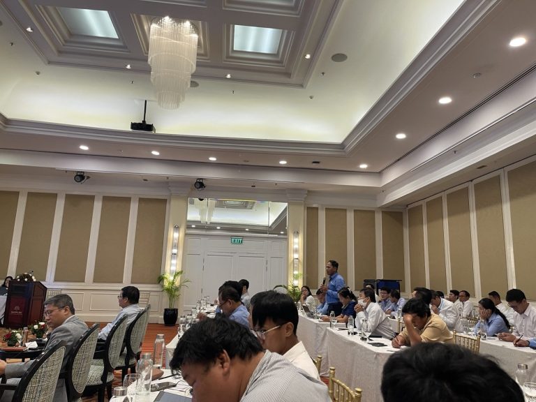 Attendees networking at the EDGE Introductory Workshop in Phnom Penh.